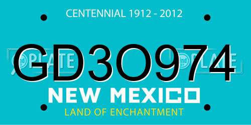 GD3O974 New Mexico License Plate