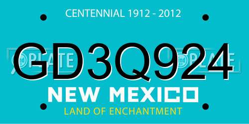 GD3Q924 New Mexico License Plate