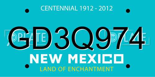 GD3Q974 New Mexico License Plate