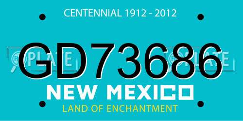 GD73686 New Mexico License Plate