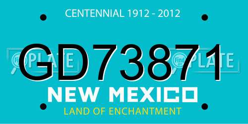 GD73871 New Mexico License Plate