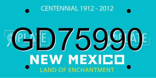 GD75990 New Mexico License Plate
