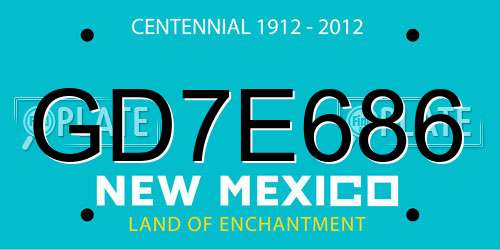 GD7E686 New Mexico License Plate