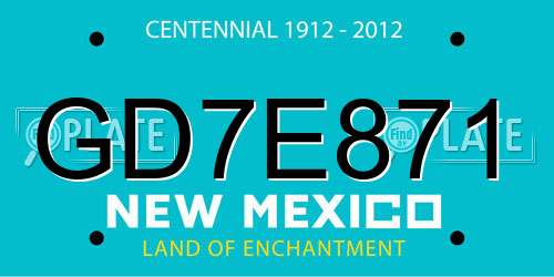 GD7E871 New Mexico License Plate