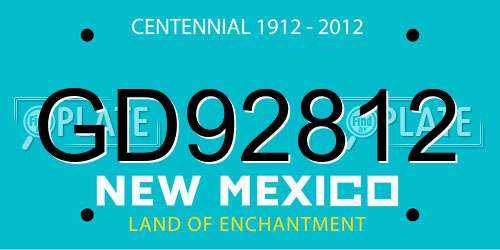 GD92812 New Mexico License Plate