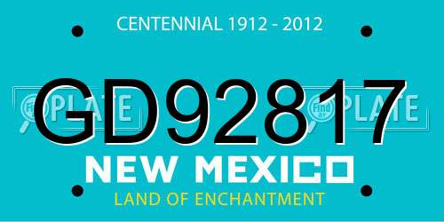 GD92817 New Mexico License Plate