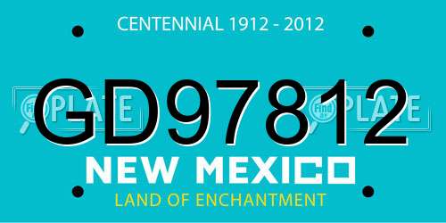 GD97812 New Mexico License Plate