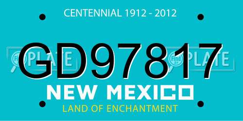 GD97817 New Mexico License Plate