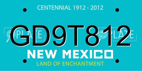 GD9T812 New Mexico License Plate