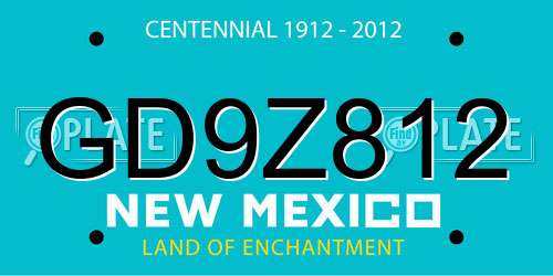 GD9Z812 New Mexico License Plate