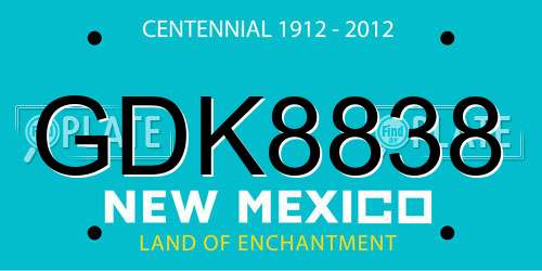 GDK8838 New Mexico License Plate