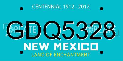 GDQ5328 New Mexico License Plate