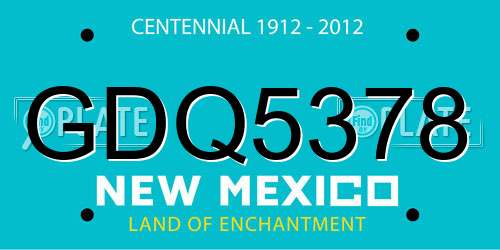 GDQ5378 New Mexico License Plate