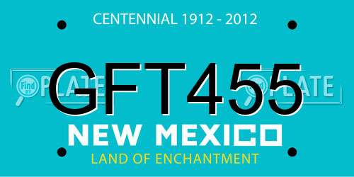 GFT455 New Mexico License Plate