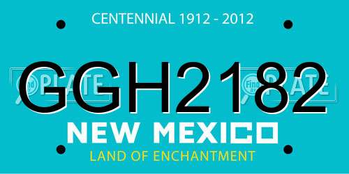 GGH2182 New Mexico License Plate