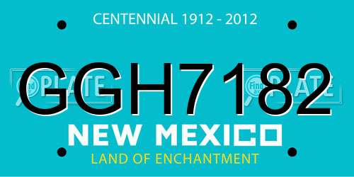 GGH7182 New Mexico License Plate