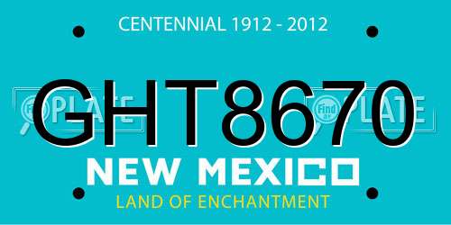 GHT8670 New Mexico License Plate