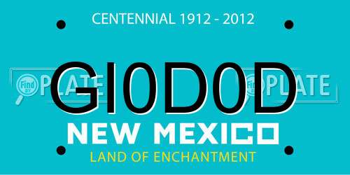 GI0D0D New Mexico License Plate