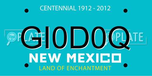 GI0D0Q New Mexico License Plate