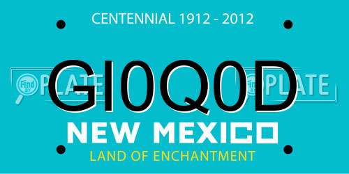 GI0Q0D New Mexico License Plate
