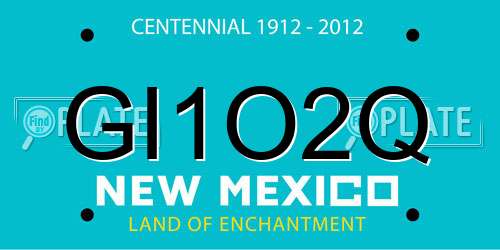 GI1O2Q New Mexico License Plate