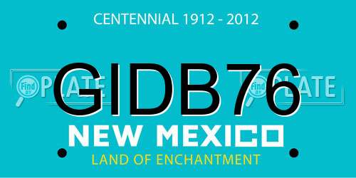 GIDB76 New Mexico License Plate