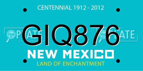 GIQ876 New Mexico License Plate