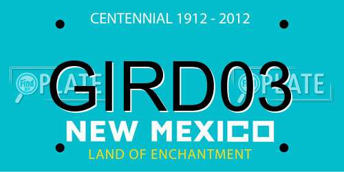 GIRD03 New Mexico License Plate