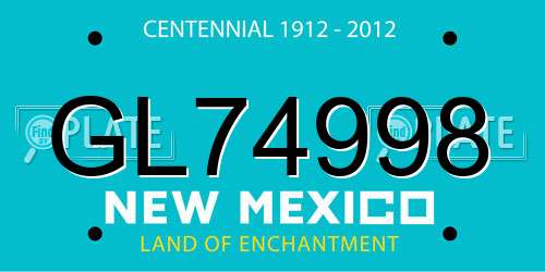 GL74998 New Mexico License Plate