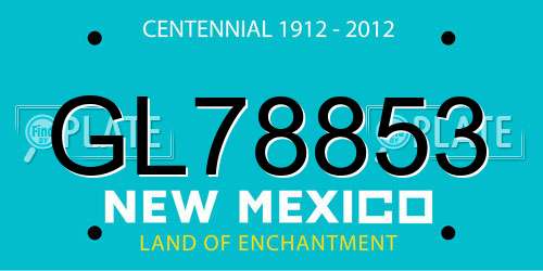 GL78853 New Mexico License Plate