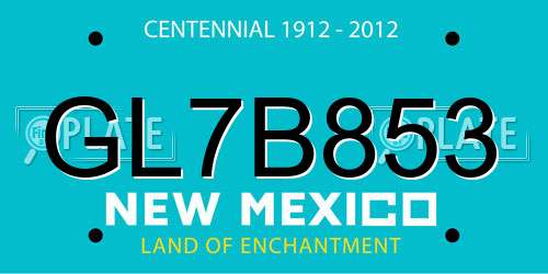 GL7B853 New Mexico License Plate