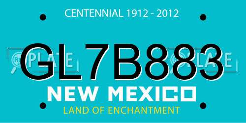 GL7B883 New Mexico License Plate