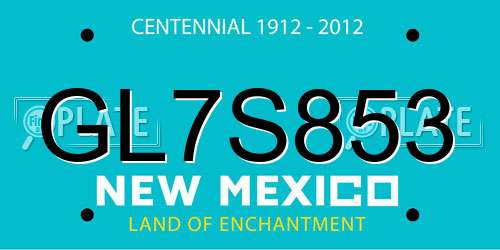 GL7S853 New Mexico License Plate