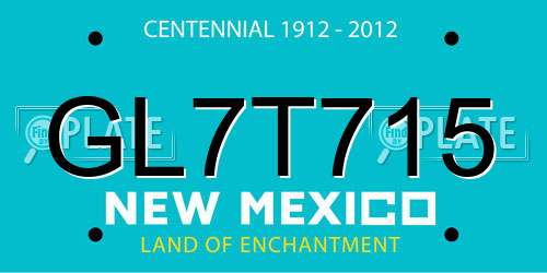 GL7T715 New Mexico License Plate