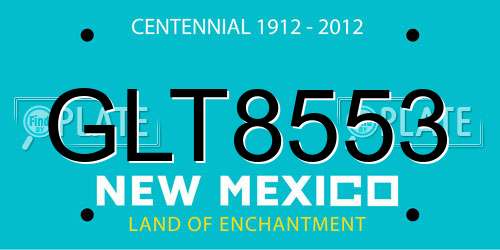 GLT8553 New Mexico License Plate