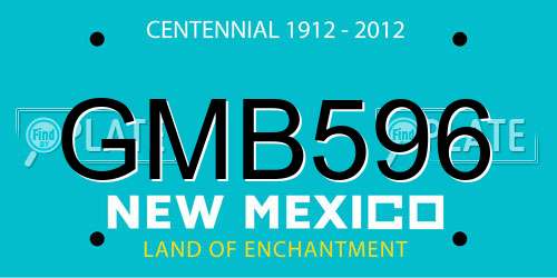 GMB596 New Mexico License Plate