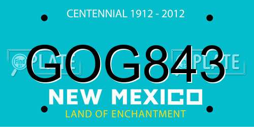 GOG843 New Mexico License Plate