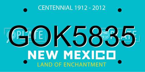 GOK5835 New Mexico License Plate