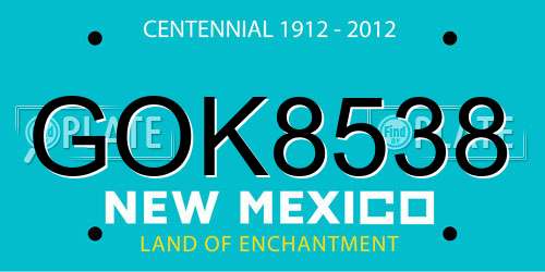 GOK8538 New Mexico License Plate