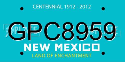 GPC8959 New Mexico License Plate