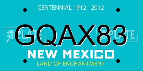 GQAX83 New Mexico License Plate