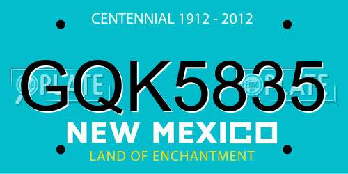 GQK5835 New Mexico License Plate