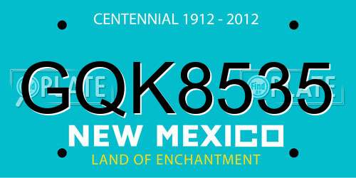 GQK8535 New Mexico License Plate