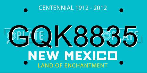 GQK8835 New Mexico License Plate