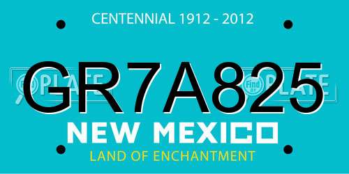 GR7A825 New Mexico License Plate