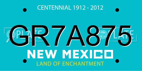 GR7A875 New Mexico License Plate