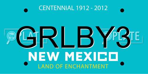 GRLBY3 New Mexico License Plate
