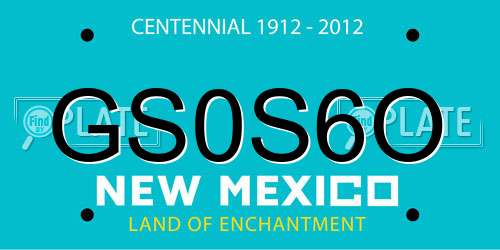 GS0S6O New Mexico License Plate
