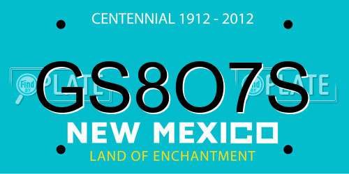 GS8O7S New Mexico License Plate