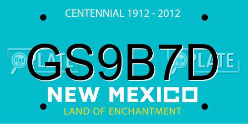 GS9B7D New Mexico License Plate
